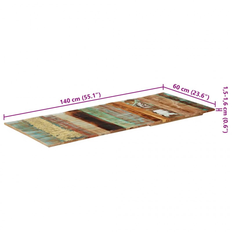 Prostokątny blat stołowy, 60x140 cm, 15-16 mm, drewno z odzysku