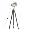 Lampa podłogowa na trójnogu, czarna, lite drewno mango, 97 cm