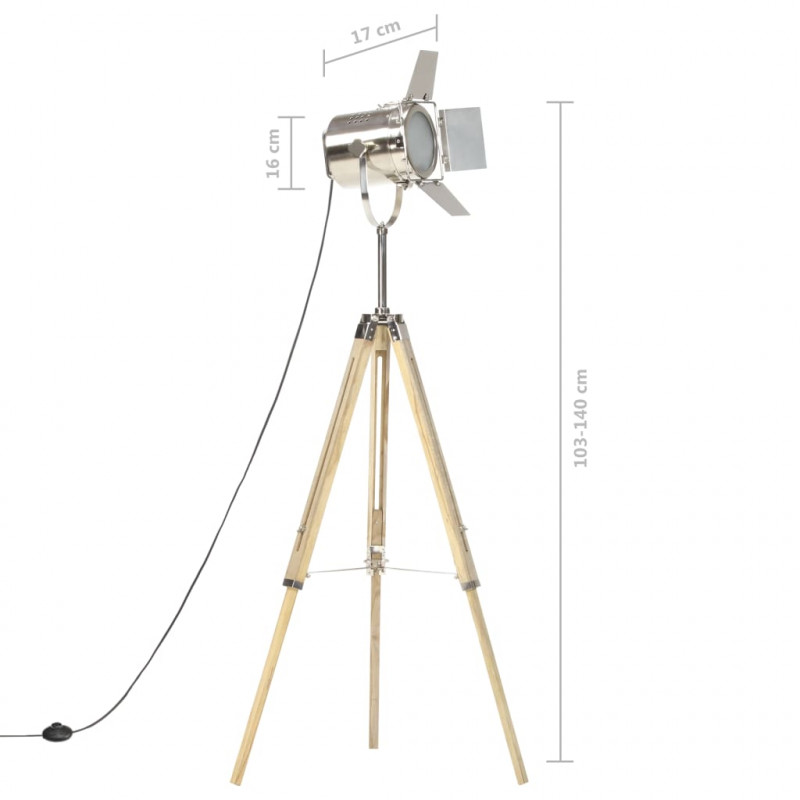 Lampa podłogowa na trójnogu, lite drewno mango, 140 cm