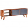 Szafka pod TV, szara, 140x30x45 cm, lite drewno