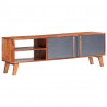 Szafka pod TV, szara, 140x30x45 cm, lite drewno