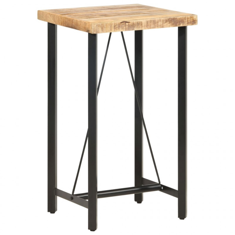 Stolik barowy, 60x60x107 cm, surowe drewno mango