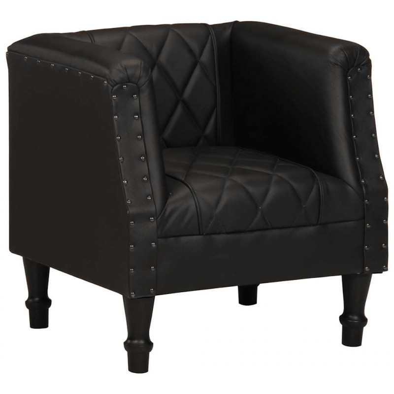 Fotel klubowy, czarny, prawdziwa kozia skóra