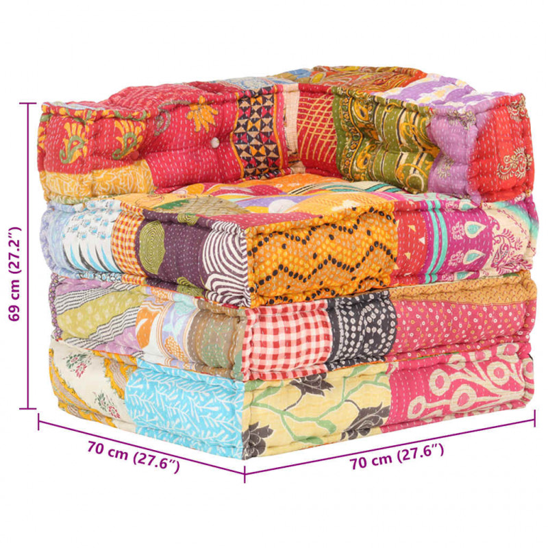 Puf modułowy, patchwork, tkanina