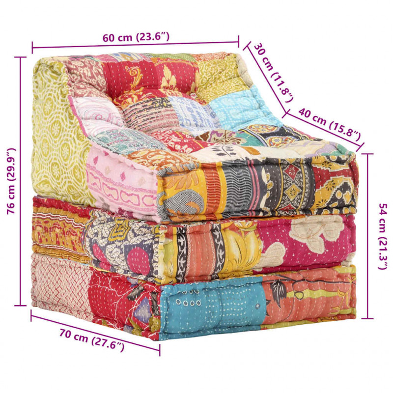 Puf modułowy, patchwork, tkanina