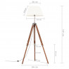 Lampa podłogowa na trójnogu, brązowo-biała, tek, 141 cm