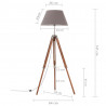 Lampa podłogowa na trójnogu, brązowo-szara, tek, 141 cm