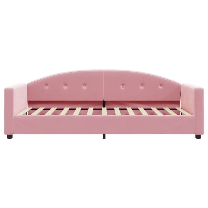 Sofa z materacem do spania, różowa, 90x200 cm, aksamit