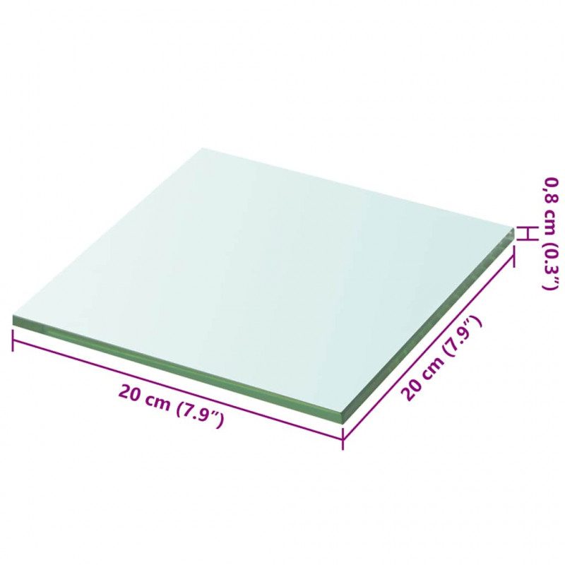 Półki, 2 szt., panel z przezroczystego szkła, 20 x 20 cm