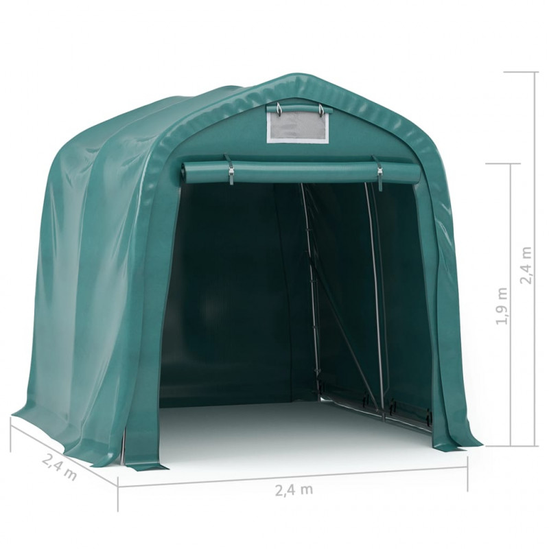 Namiot garażowy z PVC, 2,4 x 2,4 m, zielony