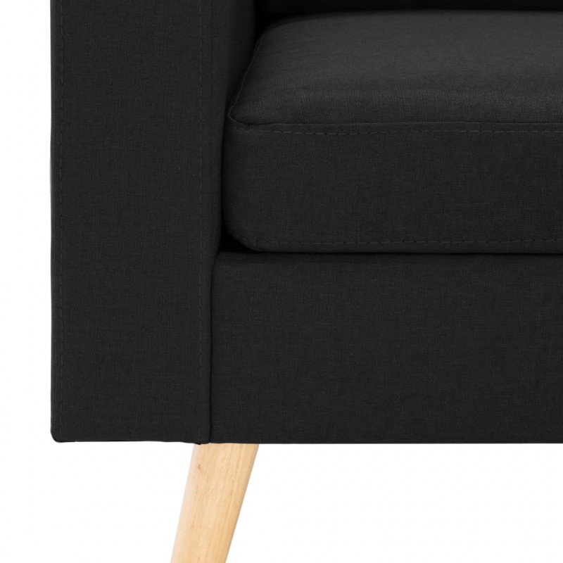 3-częściowy komplet wypoczynkowy, obity tkaniną, czarny