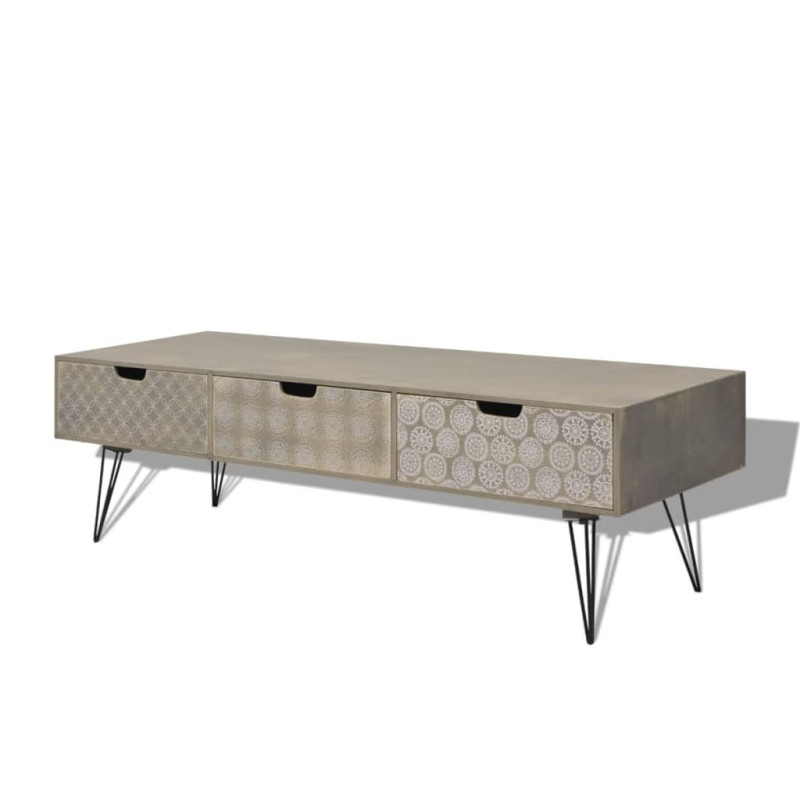Szafka pod TV z 3 szufladami, 120x40x36 cm, szara