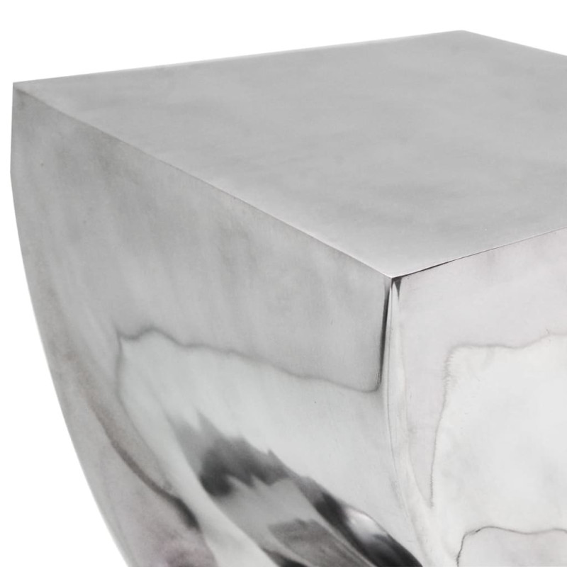Taboret/Stolik boczny o skręconym kształcie z aluminium, srebrny