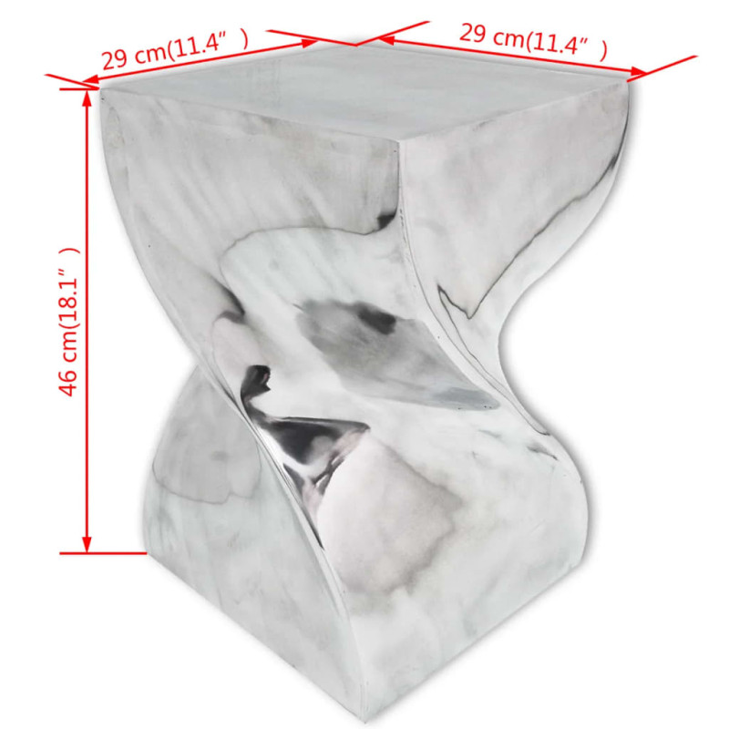 Taboret/Stolik boczny o skręconym kształcie z aluminium, srebrny