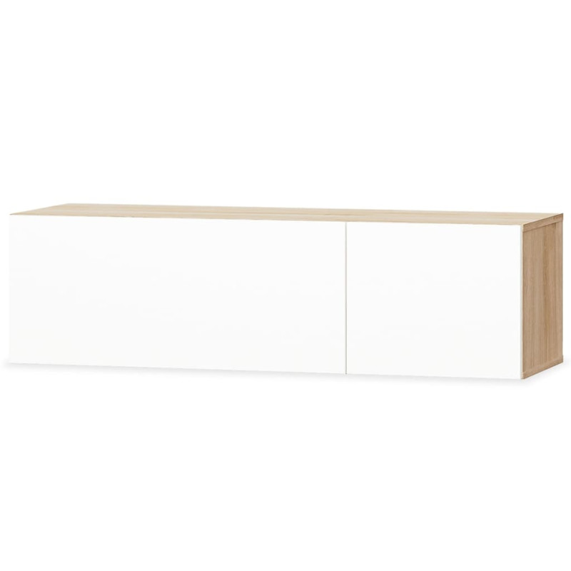 Szafka TV, 120x40x34 cm, dębowo-biała z połyskiem