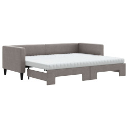 Sofa rozsuwana z materacami, kolor taupe, 80x200 cm, tkanina