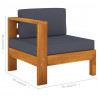 3-osobowa sofa ogrodowa z ciemnoszarymi poduszkami, akacjowa
