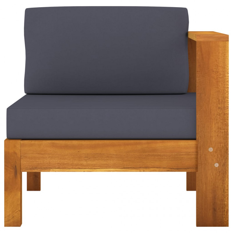 4-osobowa sofa ogrodowa z ciemnoszarymi poduszkami, akacja