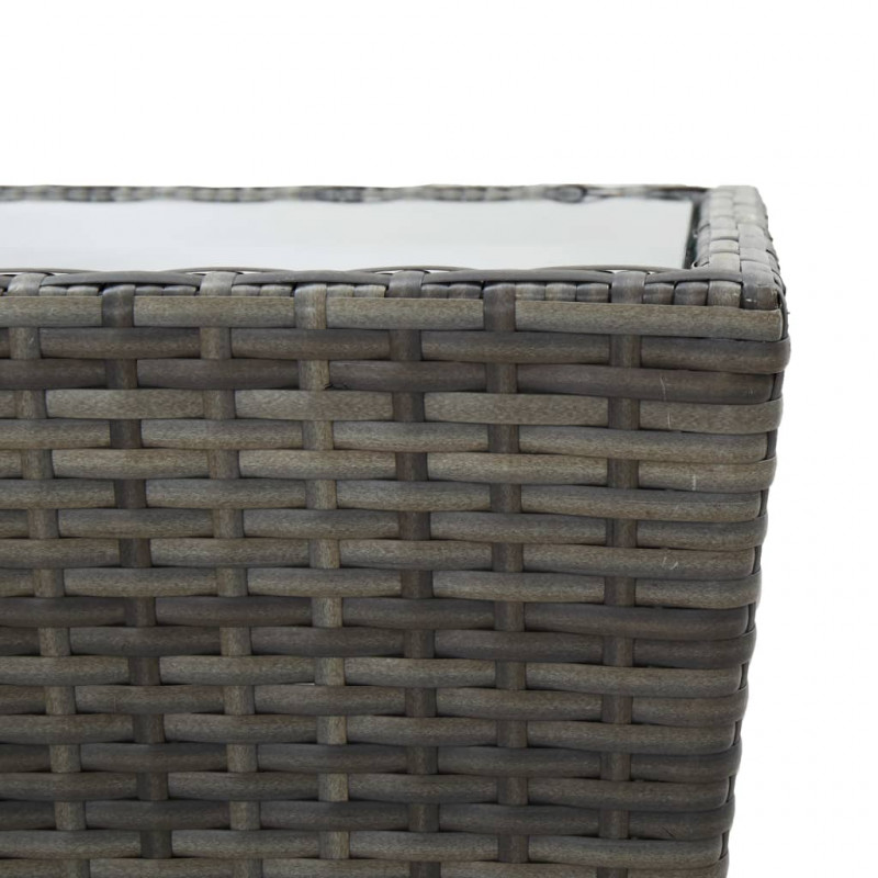 3-częściowy zestaw bistro, rattan PE i hartowane szkło, szary