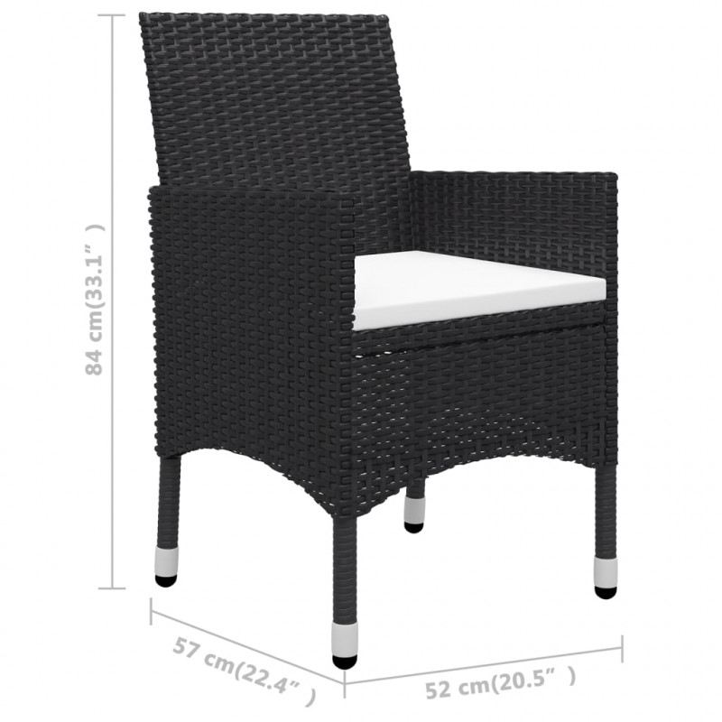 3-cz. zestaw mebli bistro, rattan PE i drewno akacjowe, czarny