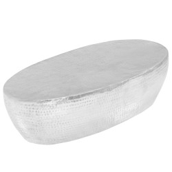 Stolik do kawy z młotkowanego aluminium, 100x50x28 cm, srebrny