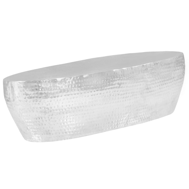 Stolik do kawy z młotkowanego aluminium, 100x50x28 cm, srebrny