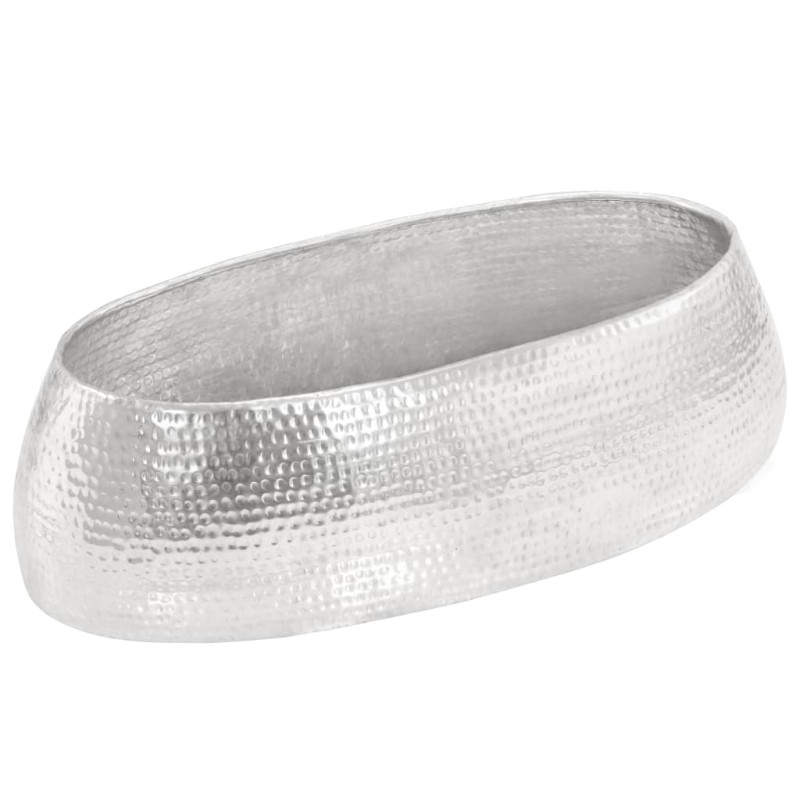 Stolik do kawy z młotkowanego aluminium, 100x50x28 cm, srebrny