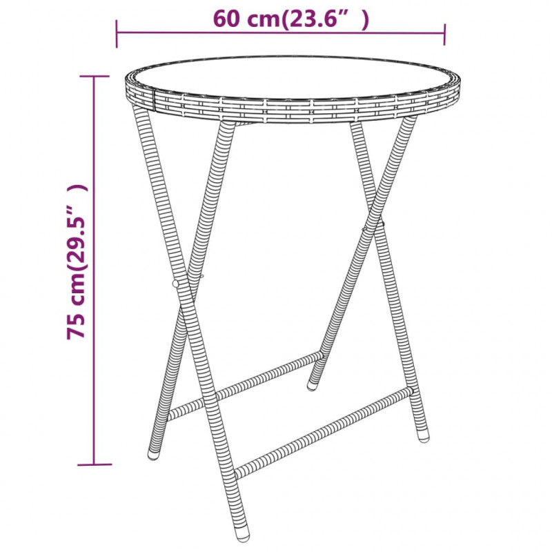 5-cz. zestaw mebli bistro, rattan PE i hartowane szkło, szary