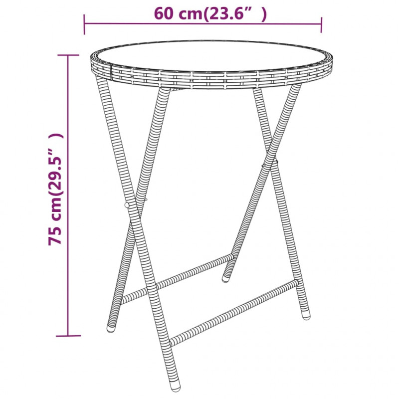 5-cz. zestaw mebli bistro, rattan PE i hartowane szkło, szary