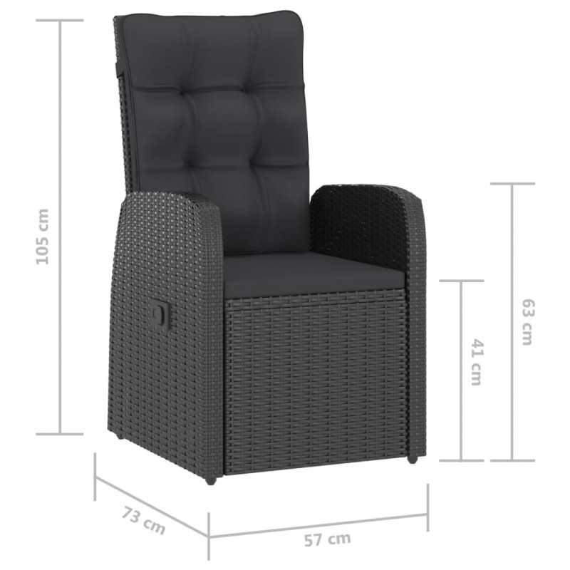 11-cz. zestaw mebli ogrodowych z poduszkami, rattan PE, czarny