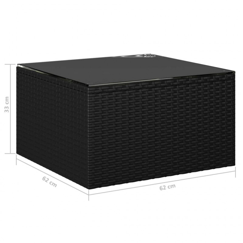 9-częściowy zestaw mebli do ogrodu, poduszki, rattan PE, czarny