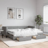 Sofa rozsuwana z szufladami, jasnoszara, 80x200 cm, tkanina