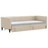 Sofa rozsuwana z szufladami, kremowa, 80x200 cm, tkanina