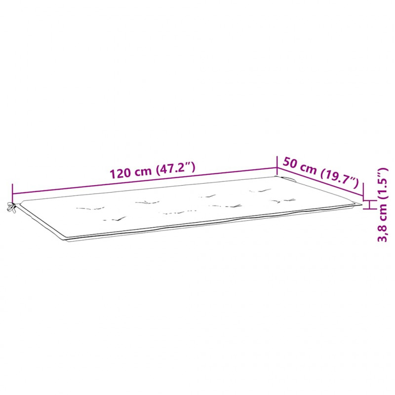 2-os. ławka ogrodowa z poduszką, 120 cm, lity eukaliptus