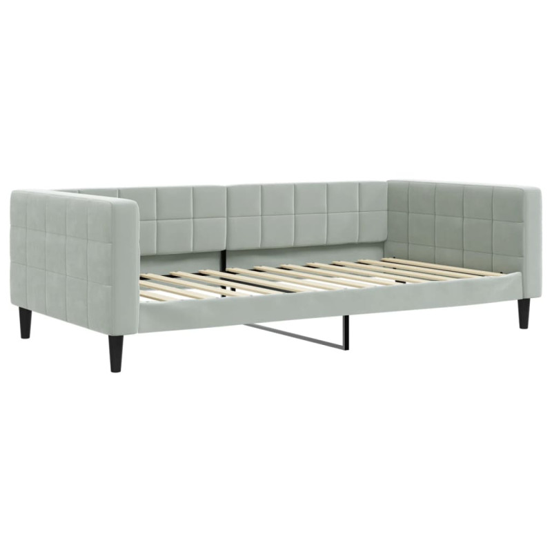 Sofa rozsuwana z materacami, jasnoszara, 100x200 cm, aksamit