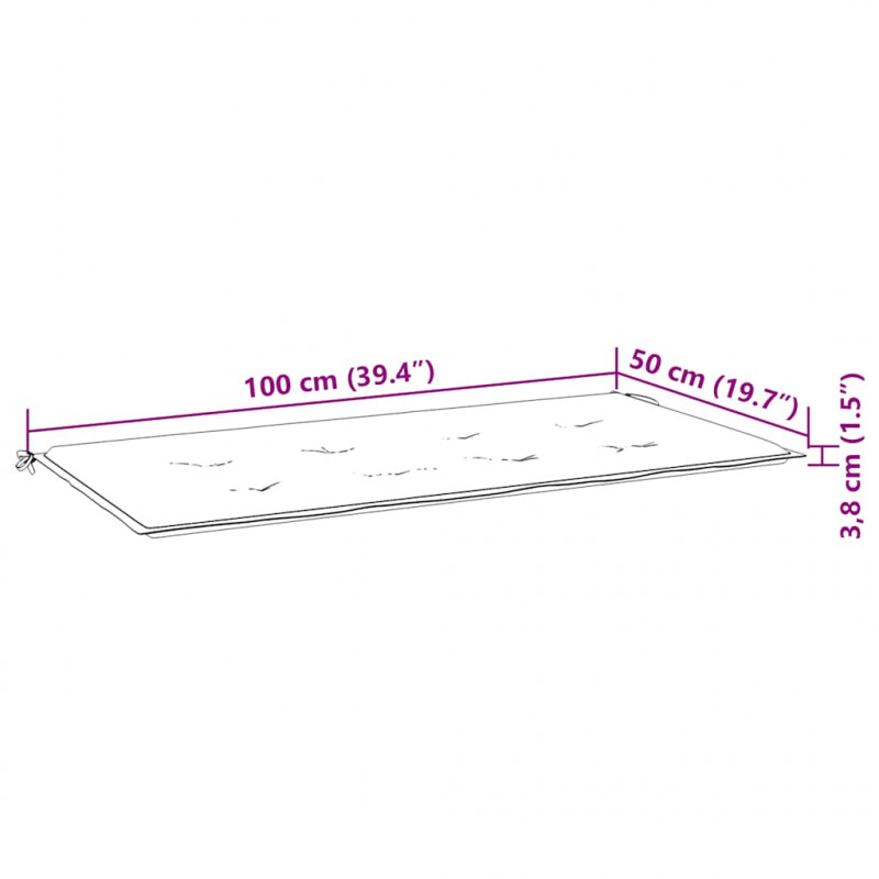 Ławka ogrodowa z czarną poduszką, 112 cm, lite drewno tekowe