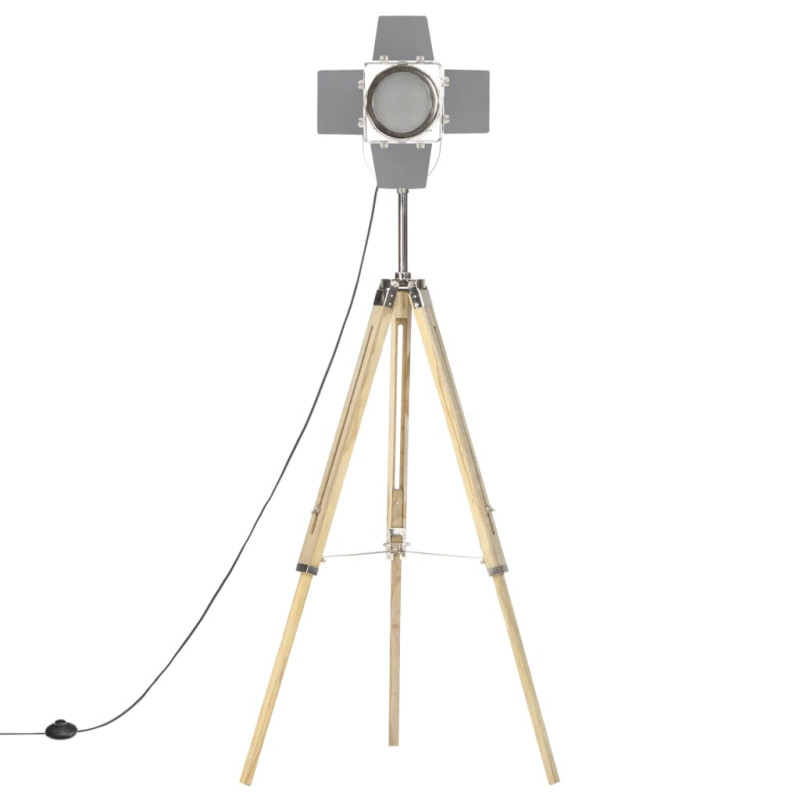 Lampa podłogowa na trójnogu, lite drewno mango, 140 cm