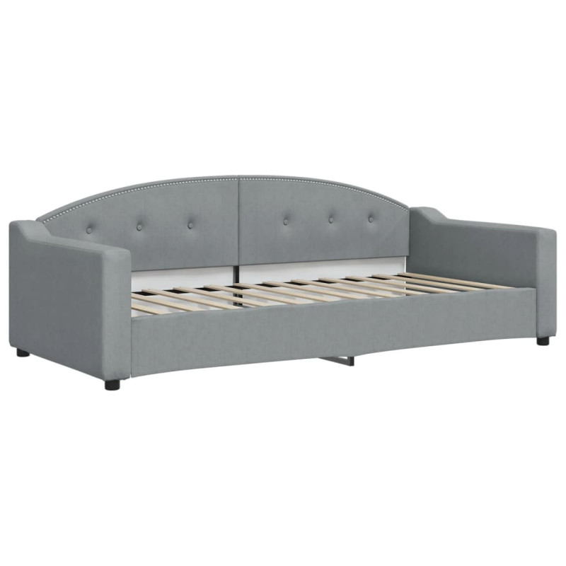 Sofa rozsuwana z szufladami, jasnoszara, 90x200 cm, tkanina