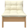 2-osobowa sofa ogrodowa z kremowymi poduszkami, drewno sosnowe
