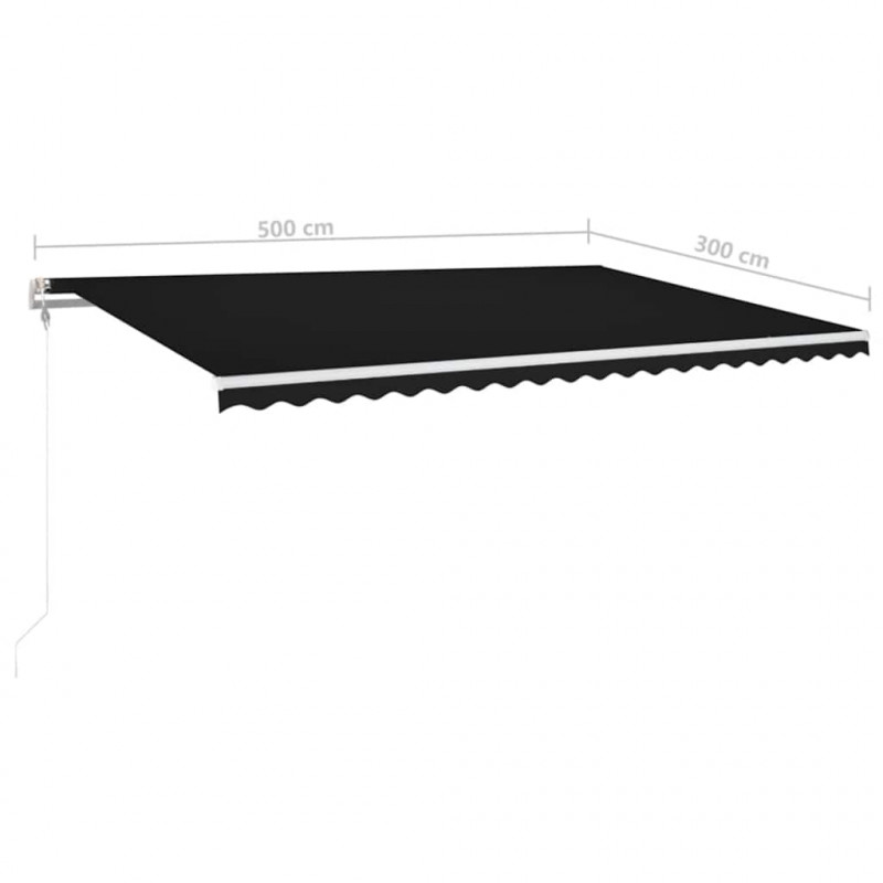 Automatycznie zwijana markiza, LED i czujnik wiatru, 500x300 cm