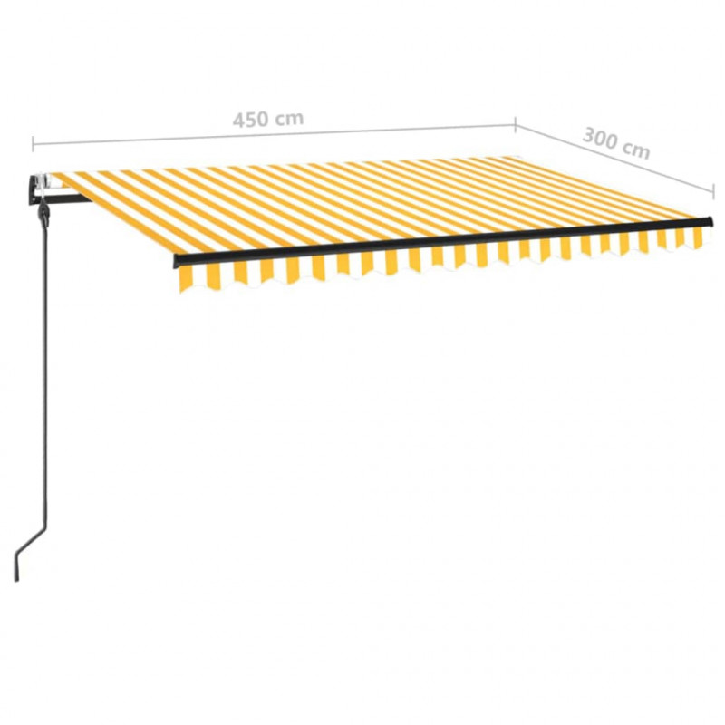 Automatycznie zwijana markiza, 450 x 300 cm, żółto-biała