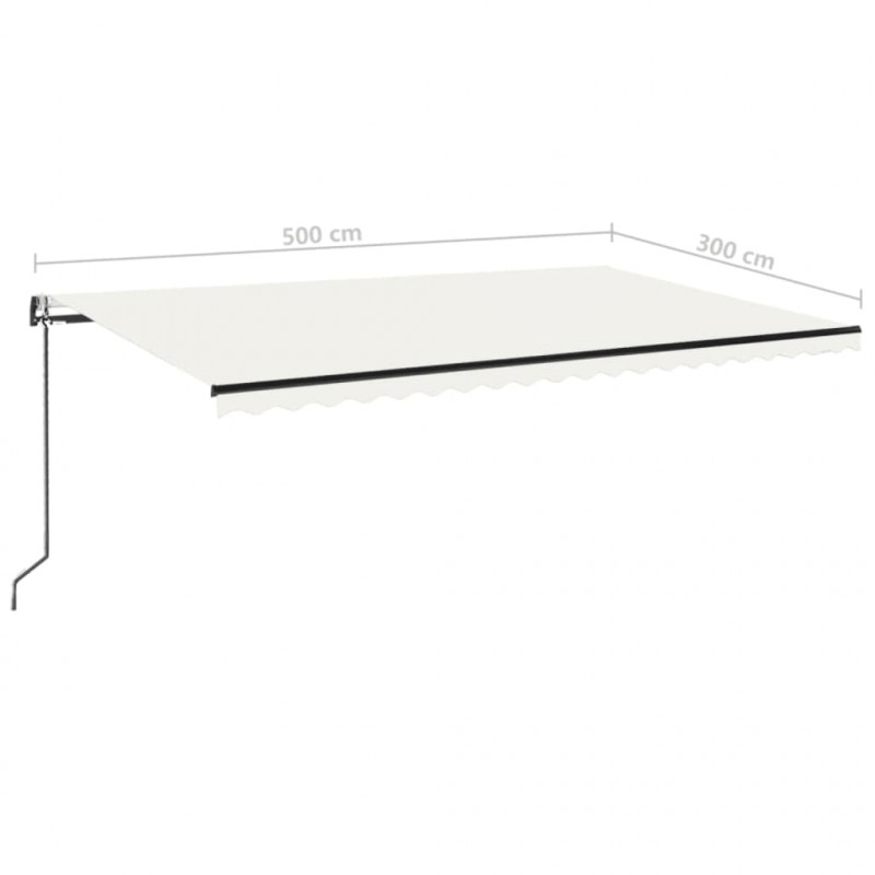 Automatycznie zwijana markiza, LED i czujnik wiatru, 500x300 cm