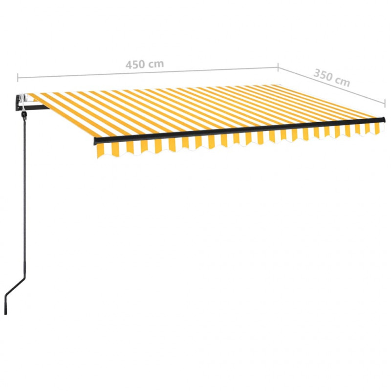 Automatycznie zwijana markiza, 450x350 cm, żółto-biała