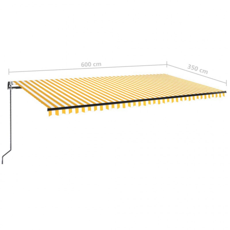 Automatycznie zwijana markiza, LED i czujnik wiatru, 600x350 cm