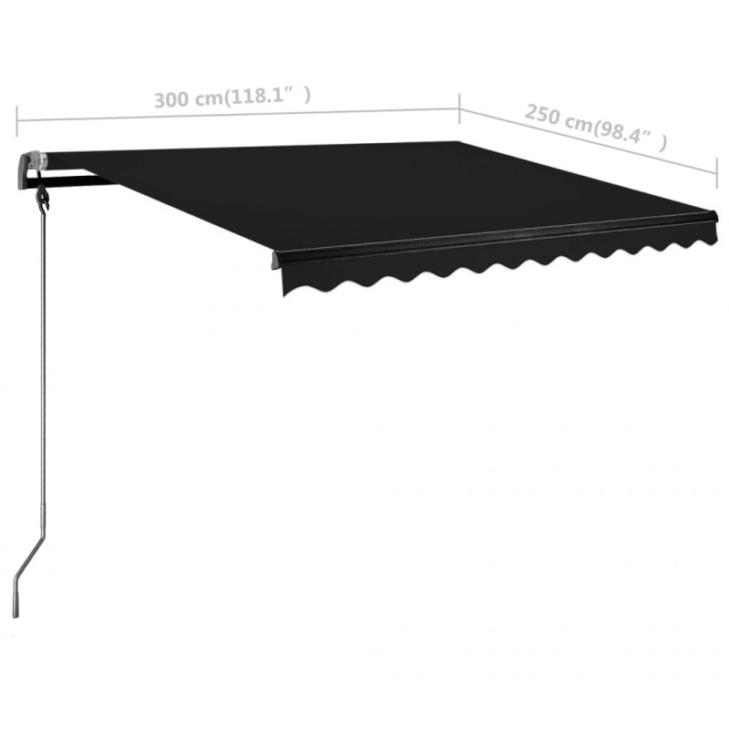Wolnostojąca automatycznie zwijana markiza, 300x250cm, antracyt