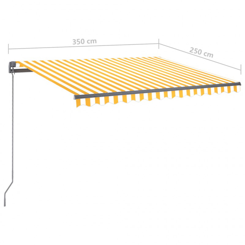 Automatycznie zwijana markiza, LED i czujnik wiatru, 350x250 cm