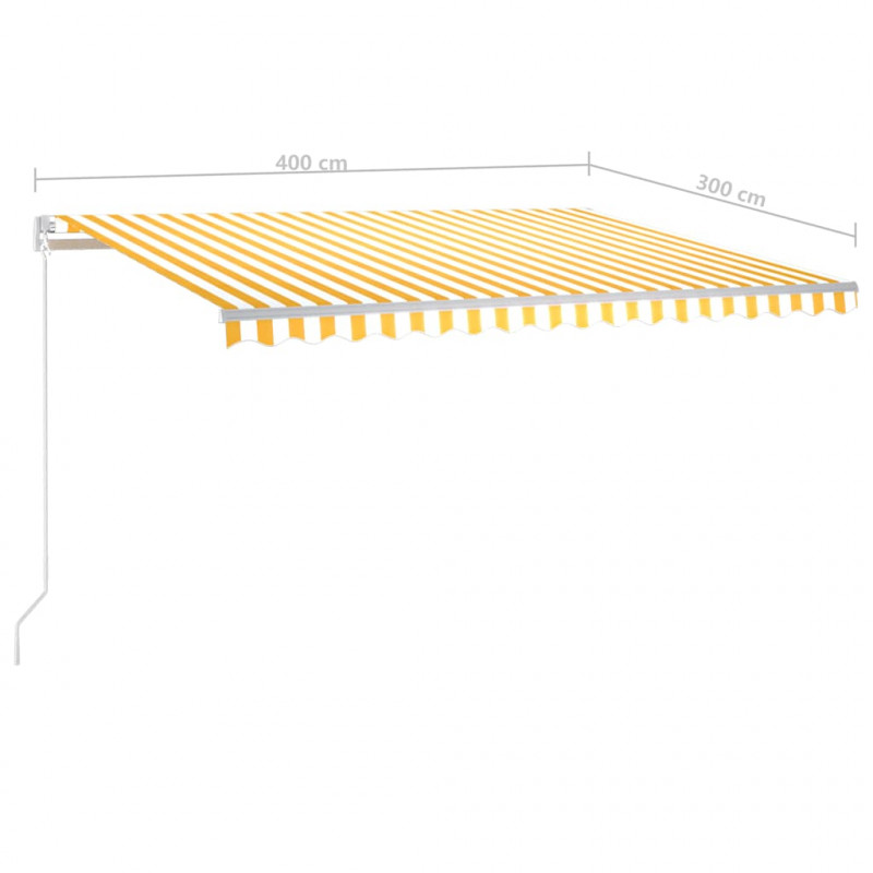 Automatycznie zwijana markiza, LED i czujnik wiatru, 4x3 m