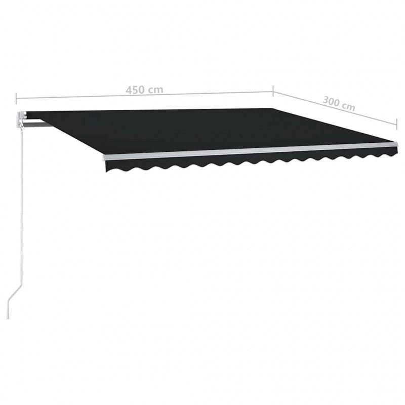 Automatycznie zwijana markiza, LED i czujnik wiatru, 4,5x3 m