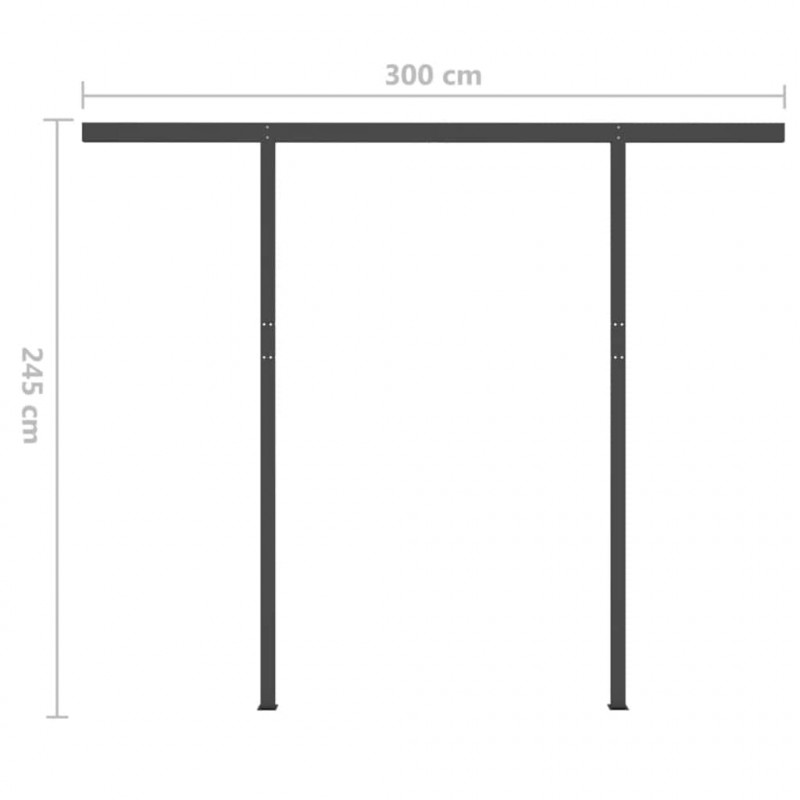 Ręcznie zwijana markiza z LED, 3x2,5 m, żółto-biała