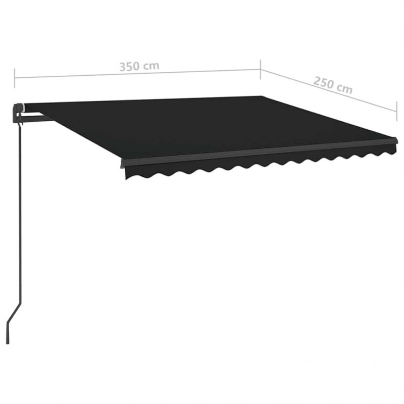 Automatycznie zwijana markiza, LED i czujnik wiatru, 3,5x2,5 m